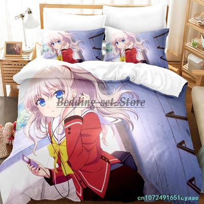 Anime Charlotte Bedding Set Single Twin Full Queen King Size Bed Set Aldult Kid Bedroom Duvetcover Set Kawaii Bed Sheet Set