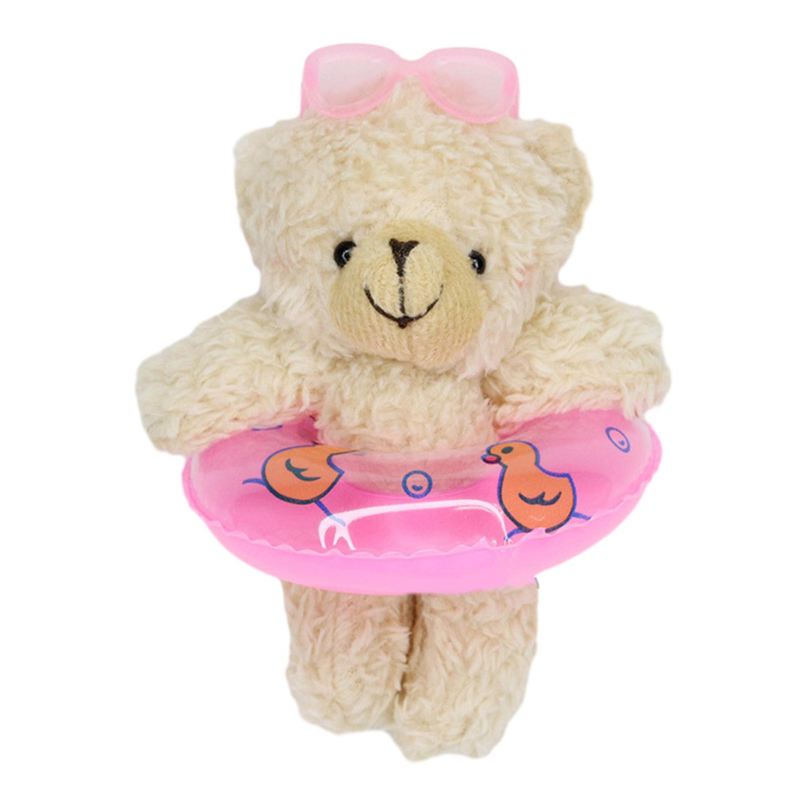 

Plush Stuffed Swimming Circle Bowknot Bear Pendant Keychain for Valentines Day Decoration Craft DIY Accessory Supplies 1 розовый