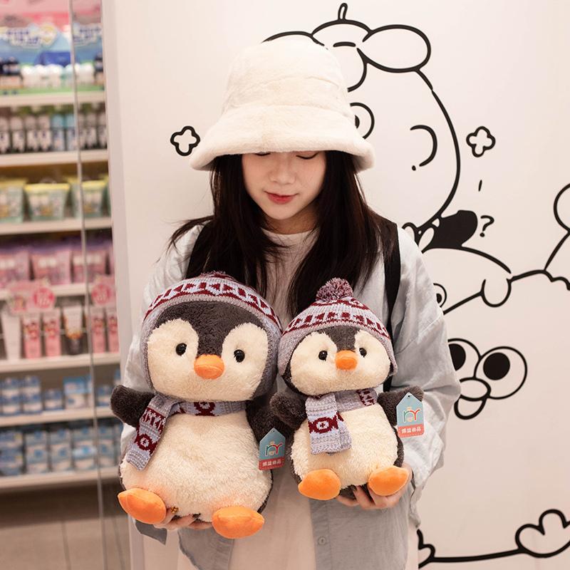 Favorite Toy Unisex Lovely Penguin Plush Toys Backpack Dolls Cute Penguin With Hat Scarf Pillow Stuffed Soft For Christmas Gift Birthday Gift