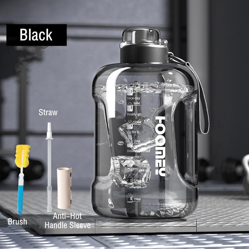 

OLIKEI 1,5/2,5 л спортивная бутылка для воды из тритана с ручкой, не содержащая BPA, герметичная бутылка для тренажерного зала и фитнеса, портативная космическая чашка большой емкости, уличная питьевая бутылка 1500ml чёрный