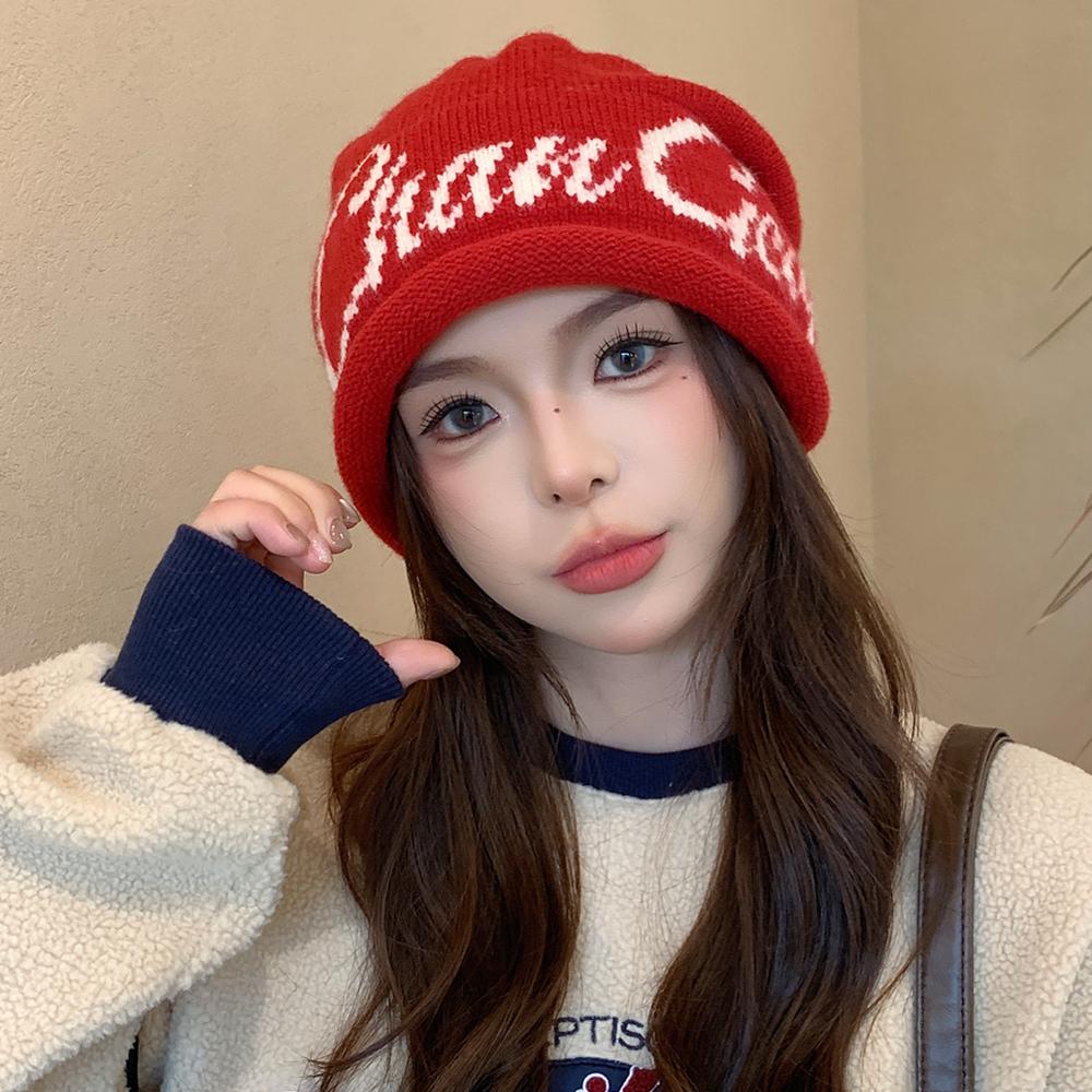 Neuer Stil Lässige Mode Wintermützen Trendige Beanies Mütze für Damen Streetwear Dandy Hut mit Kordelzug Winter Strickmützen