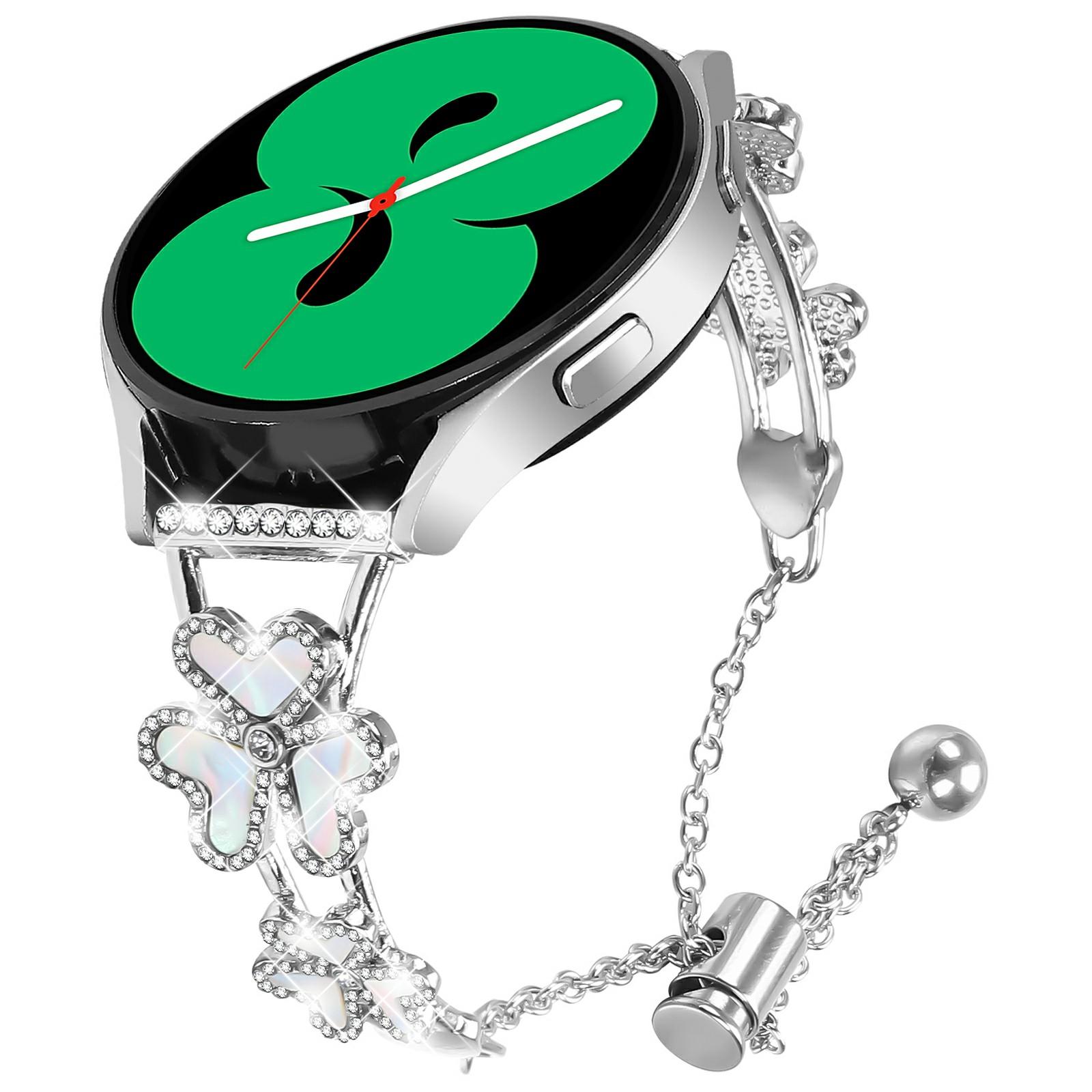 

Metal Band For Garminactive 5/vivoactive 5 Heart Clover Decor Watch Strap Silver