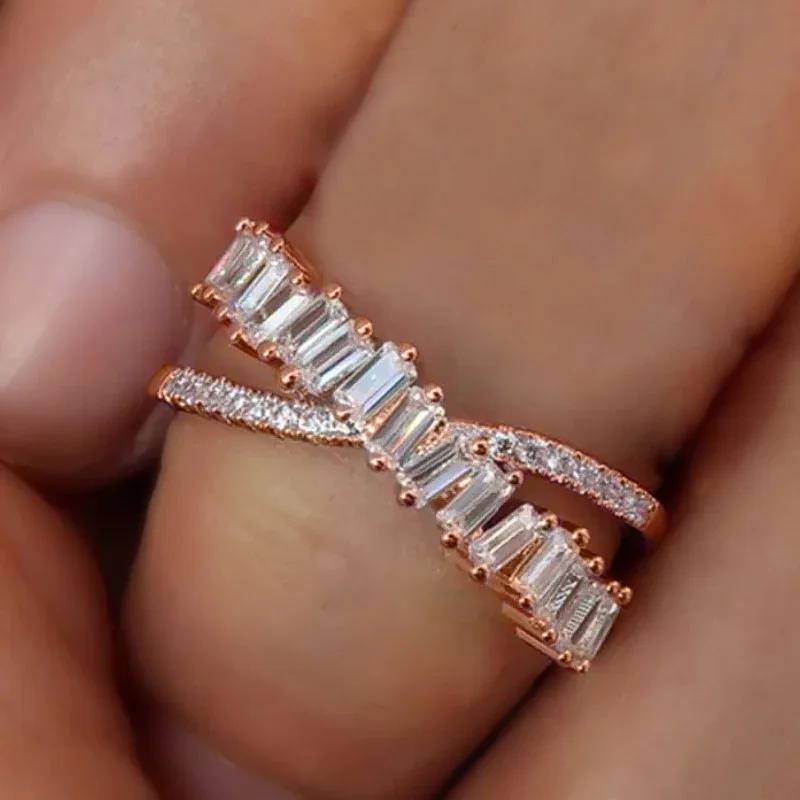 

Luxurious inlaid ladder square full zirconia fashionable personalized women s ring personalized elegant trend shiny dress access 10