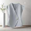 Women Suit Waistcoat V-Neck Sleeveless Single Button Irregular Design Suit Vest Solid