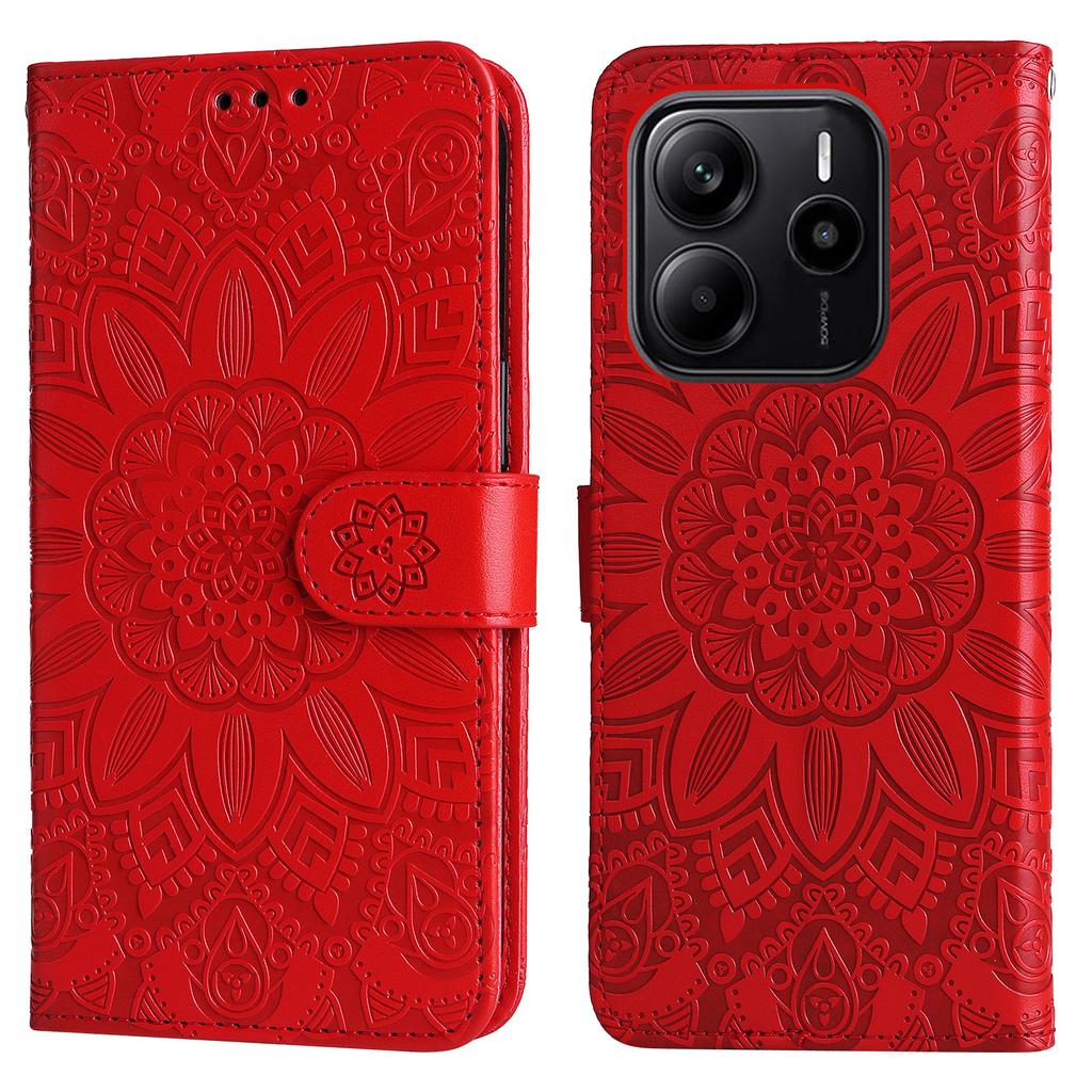 For Xiaomi Redmi Note 14 4G (163.25x76.55x8.16mm) Case Sunflower Imprint Leather Wallet Phone Cover