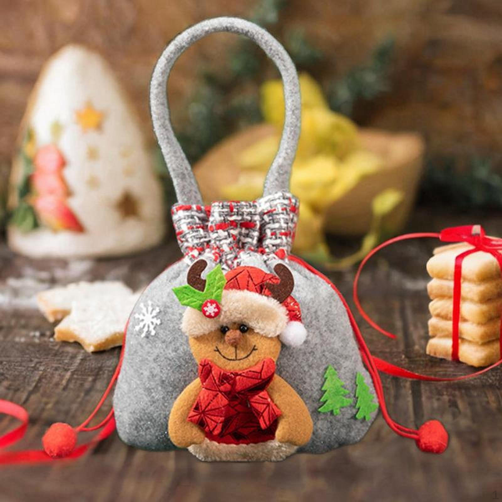 

Doll Christmas Gift Bag Apple with Drawstring Party Favor Cute Xmas Decor Reusable Holiday Reindeer