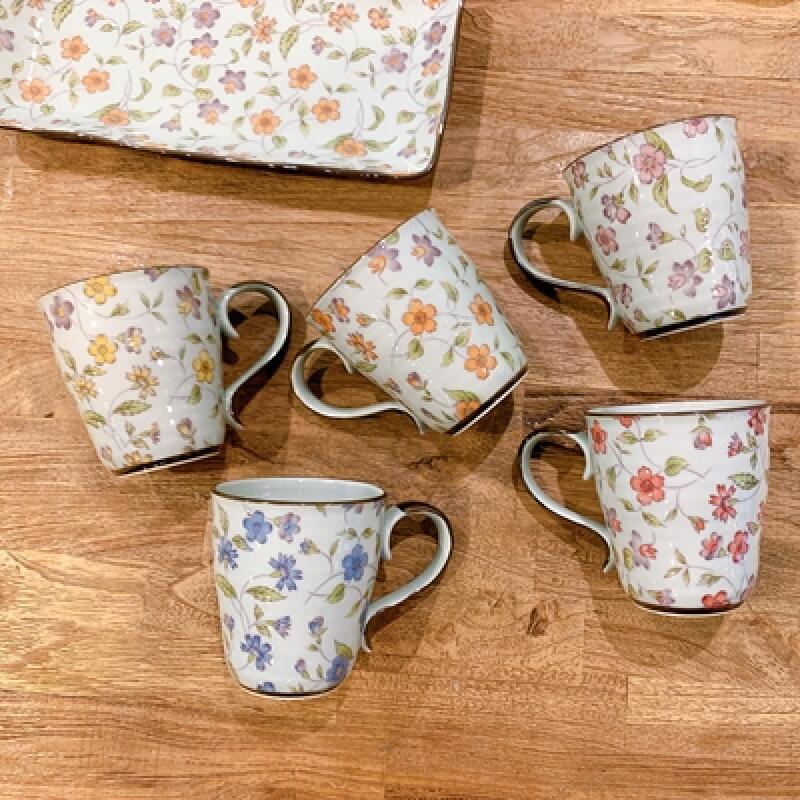 

Japanese Arita Mizogami Leaf Flower Pattern Mug Small 2 n-mug 23 orange