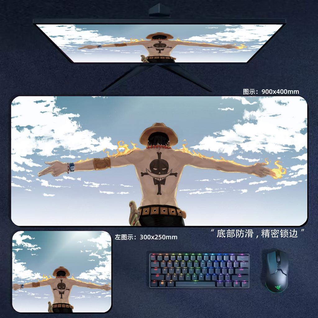 Large Size Anime One Piece Luffy Cloud Smoke Anime Extended Gaming Mouse Pad Large Desk Mat