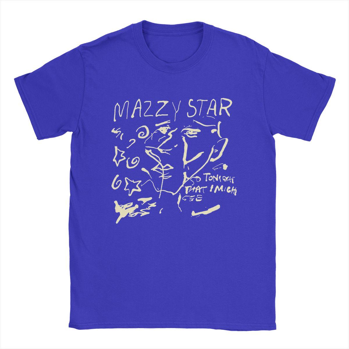 Мужская футболка Mazzy Star Leisure Cotton Tee Shirt Short Sleeve Band Music T Shirts Round Neck Clothes Classic M синий