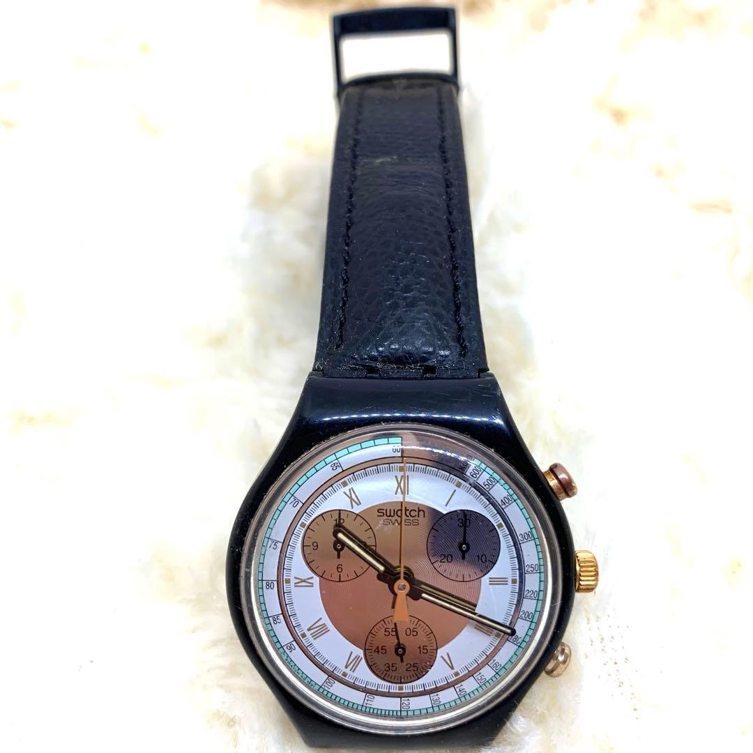 Used Swatch chronograph leather strap watch