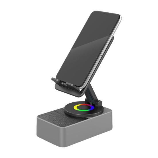 Yousheng Phone Stand Cell Phone Mount with Wireless Bluetooth-Compatible Speaker & LED Base Surround Sound Phone Holder for IPhone Home Outdoor Use