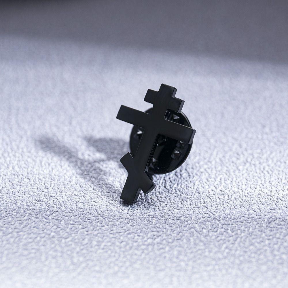 Spilla a forma di Croce Ortodossa in Acciaio Inossidabile Colore Oro Design Minimalista Gioielli Cristiani Stile Classico Spilla della Fede Gioielli di Moda