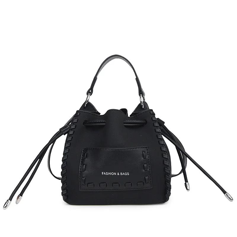 

Новая модная сумка из искусственной кожи с нитками для шитья, осенняя, в стиле ретро, с кулиской, универсальная, для поездок на работу, одиночная, женская сумка через плечо