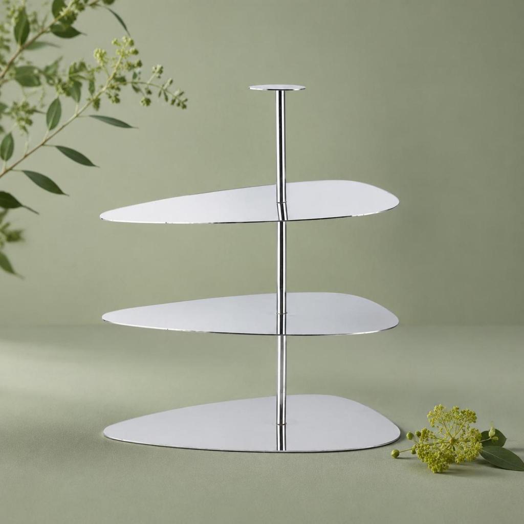 Three-Tier Dessert Stand Upright Column Mirrored Sturdy