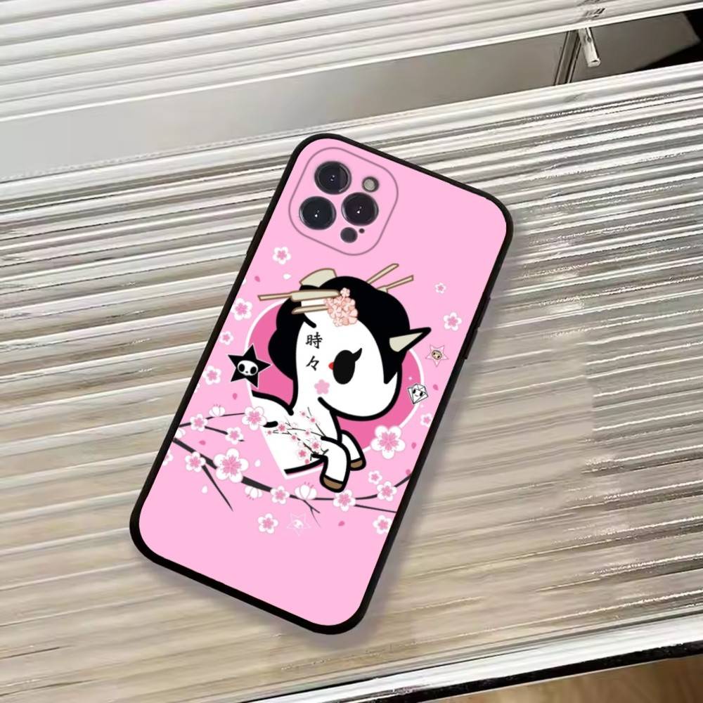 Japan T-Tokidokis Phone Case For iPhone 17,16,15,14,13,12,11 Plus,Pro Max,XS,Soft Silicone Black Cover