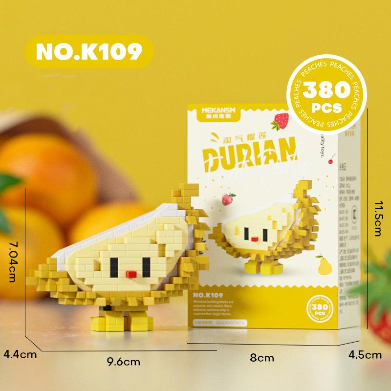 

Креативные строительные блоки для детей, головоломка, арбуз, дуриан, авокадо, рабочий стол, мультяшные кукольные украшения, игрушка в подарок своими руками NO box