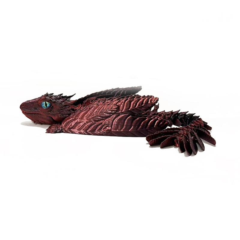 3D Printed Dragon Feathered Wyvern Dragon Articulated Fidget Dragon Home Office Decor Desk Toy