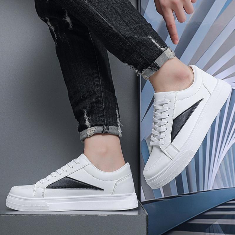 Man's Casual Leather Flats Shoes Platform Sneakers Trend Men Comfortable Low-top Sport Shoes No Slip Wear-resistant Hiking Shoes