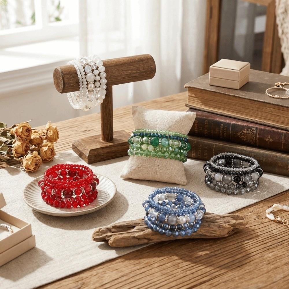 Faceted Layered Bracelet Elastic Stretch Multi-Strand Bracelet Stackable Bracelet  Daily Wear