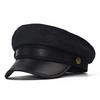 Womens Leather Beret Hat Flat Top Breathable Cotton Peaked Cap British Style Vintage Fashion Octagon Hat for Daily Outdoor Wear