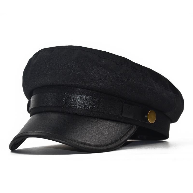 

Womens Leather Beret Hat Flat Top Breathable Cotton Peaked Cap British Style Vintage Fashion Octagon Hat for Daily Outdoor Wear M 56-58cm