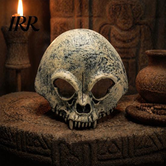 Masque Crâne Durable Halloween Masque Demi-Visage, Horreur avec Sangle Réglable, Mascarade Effrayante pour Hommes Adultes, Accessoires de Fête Déguisement Cosplay Œil Creux