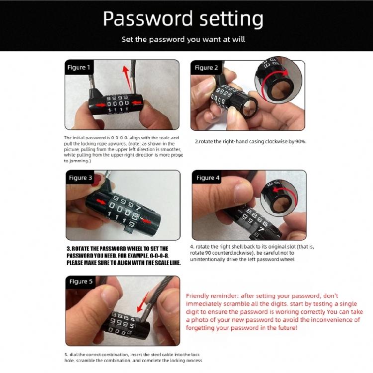 Multipurpose Flexible Cable Combination Lock for Security in Home Travel and Business Applications