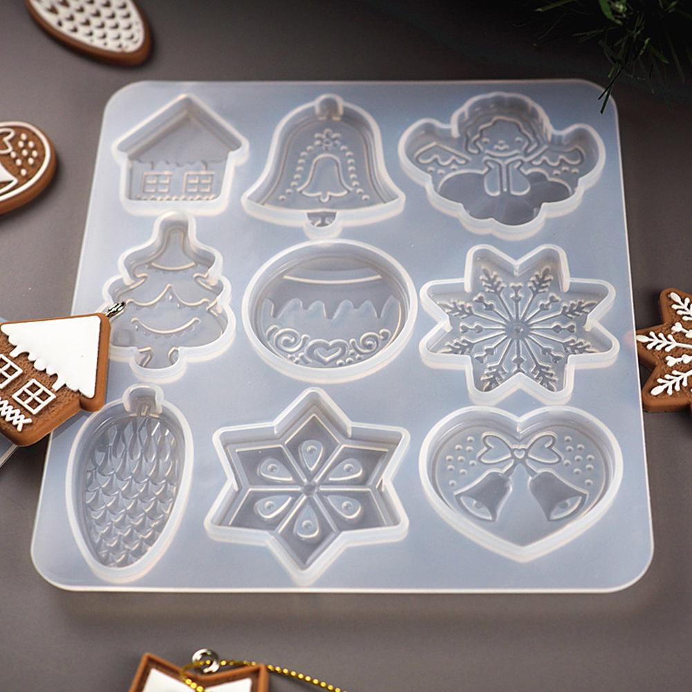 Christmas Snowflake Tree Resin Keychain Elk Ornament Mould Silicone Making Mold