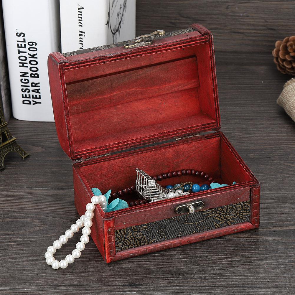 Vintage Square Jewelry Storage Box Handmade Wooden Decorative Display Case