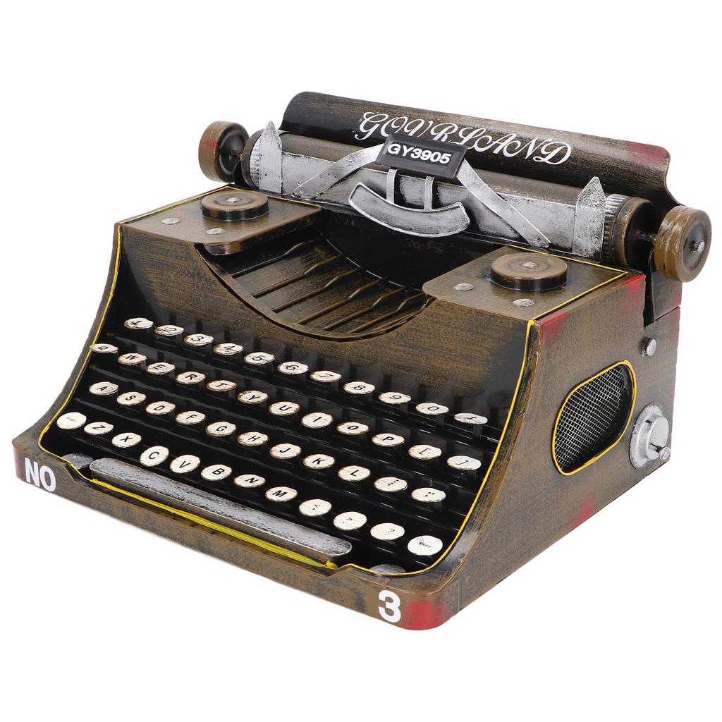 Retro Typewriter Model Reduce Stress Iron Vintage Typewriter Home Decoration Brown M