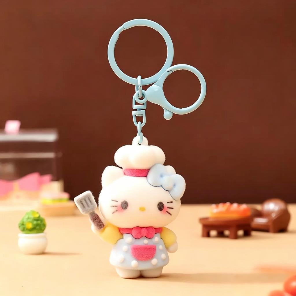 Chef Kitty Keychain Cartoon Bag Charms Backpack Purse Hanging Ornament Car Key Accessories Cute Gift for Girls Women