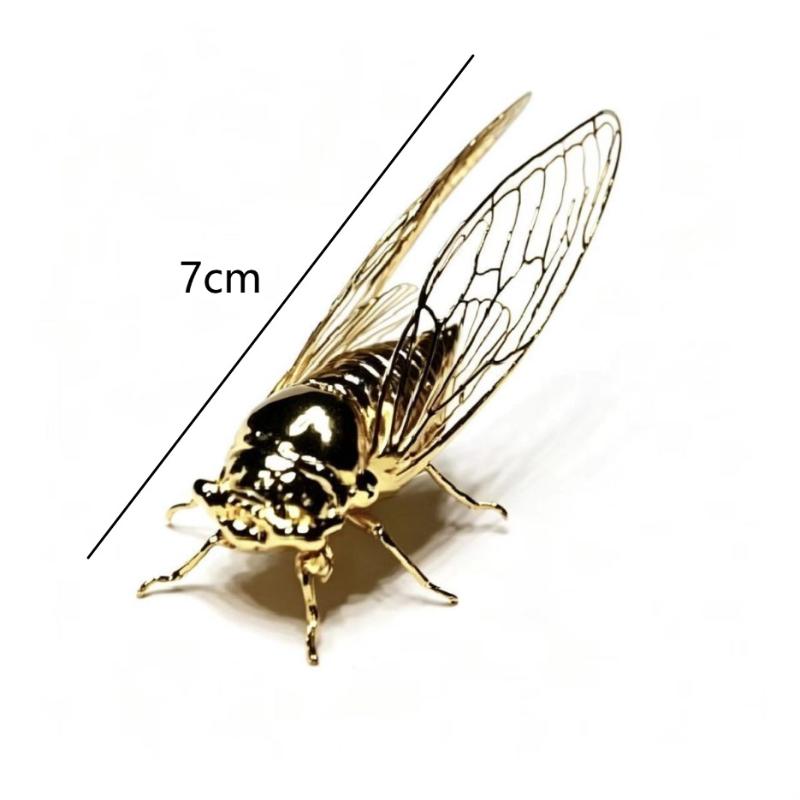 Creative Exquisite Cicada Figurine Mini Hollowed-Out Alloy Animal Statue Retro Anti-Rust Desktop Small Ornament Gift