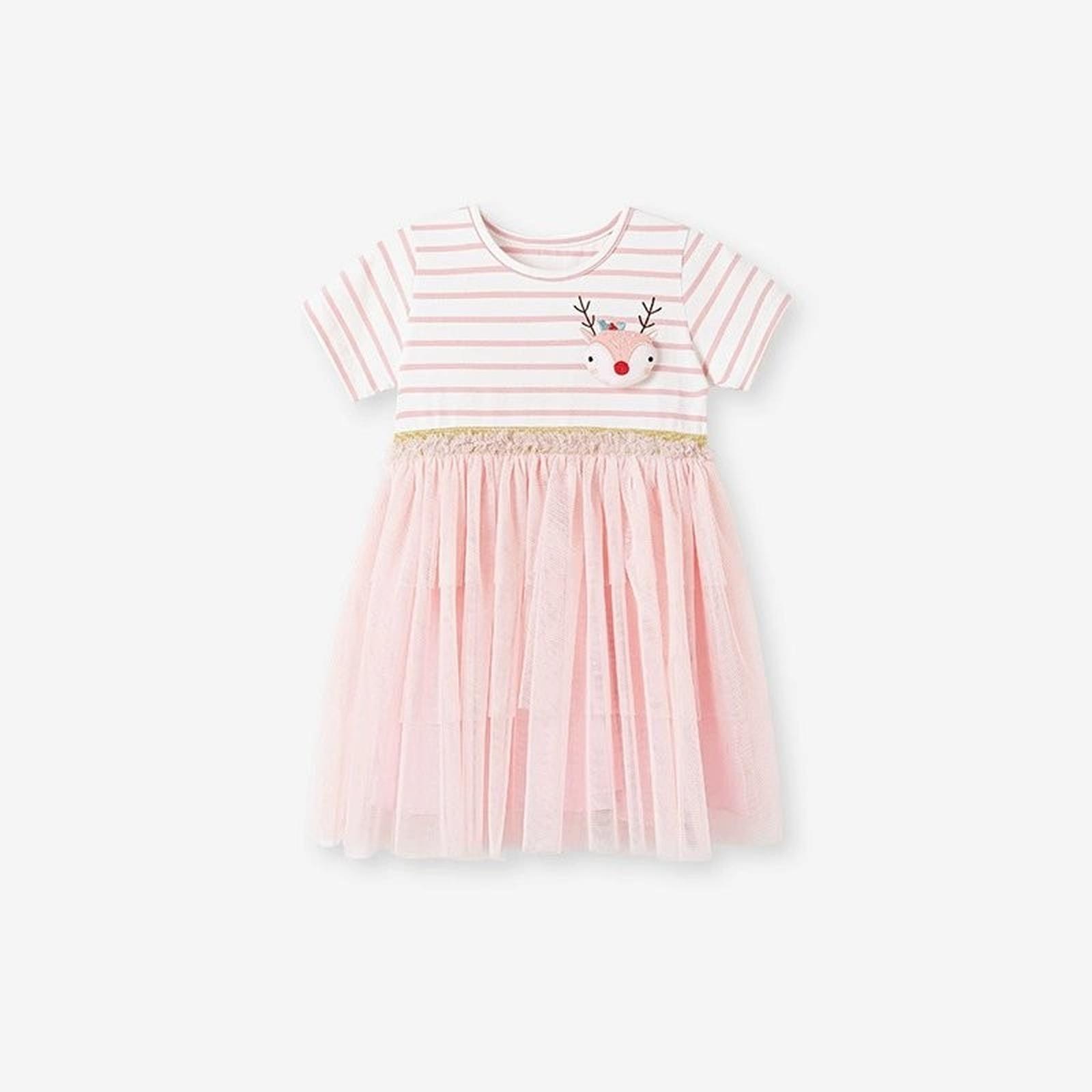 

Girls Summer Princess Dress Breathable Mesh Cute Kids Dress 100 розовый
