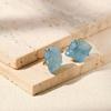 Gold-Plated Irregular Aquamarine & Amethyst Brass Stud Earrings with 925 Silver Posts