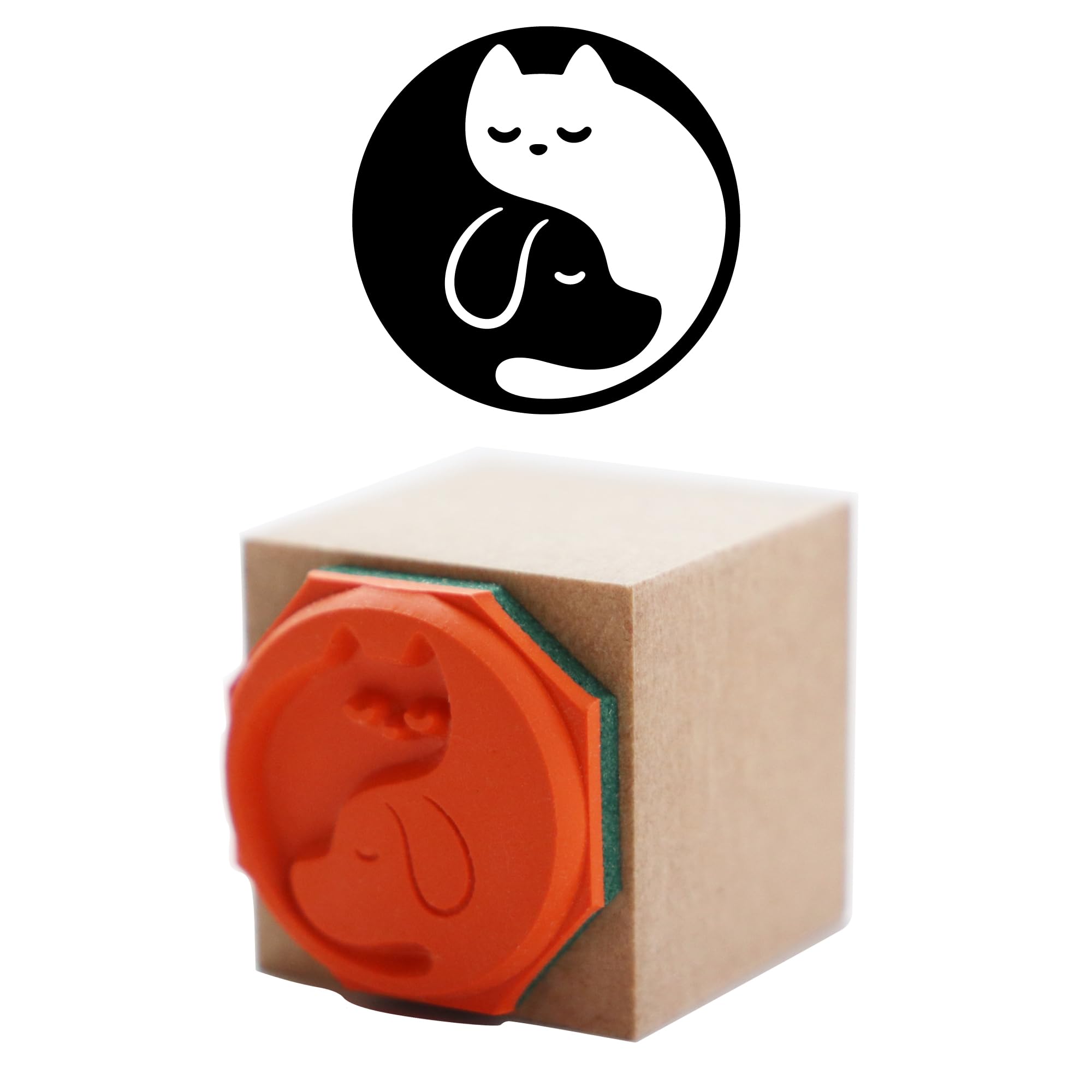 

Cute rubber dog and cat tao imprint 17mm diameter stamp, stamp, stamp, mark, size