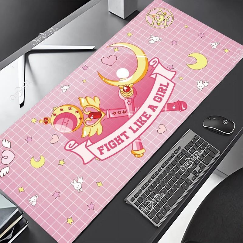 Pink Cardcaptor Sakura Large Deskmat Kero Washable Pink Magic Wand Circel Mouse Pad Anime Rubber Playmat Cartoon G
