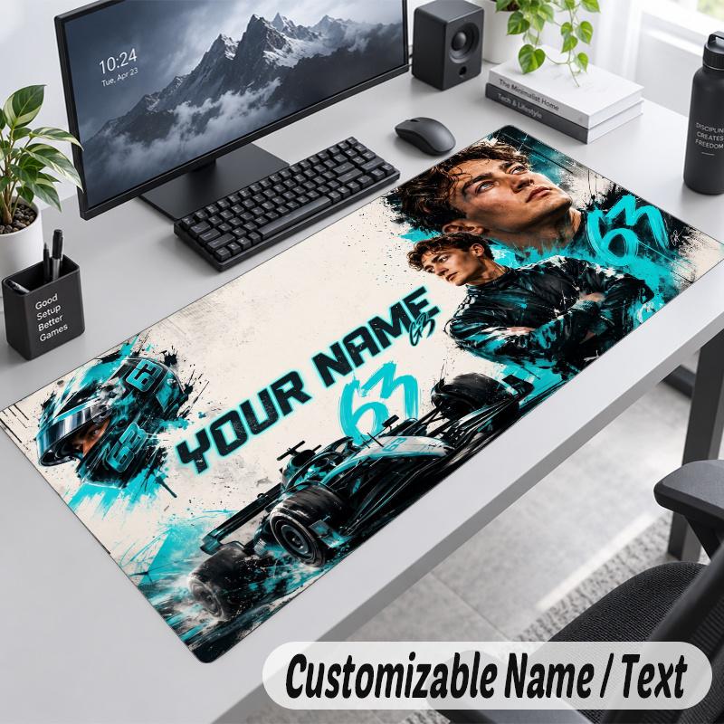 George Russell Personalized Large Mouse Pad Custom Name Text Extended Desk Mat Gaming Mousepad