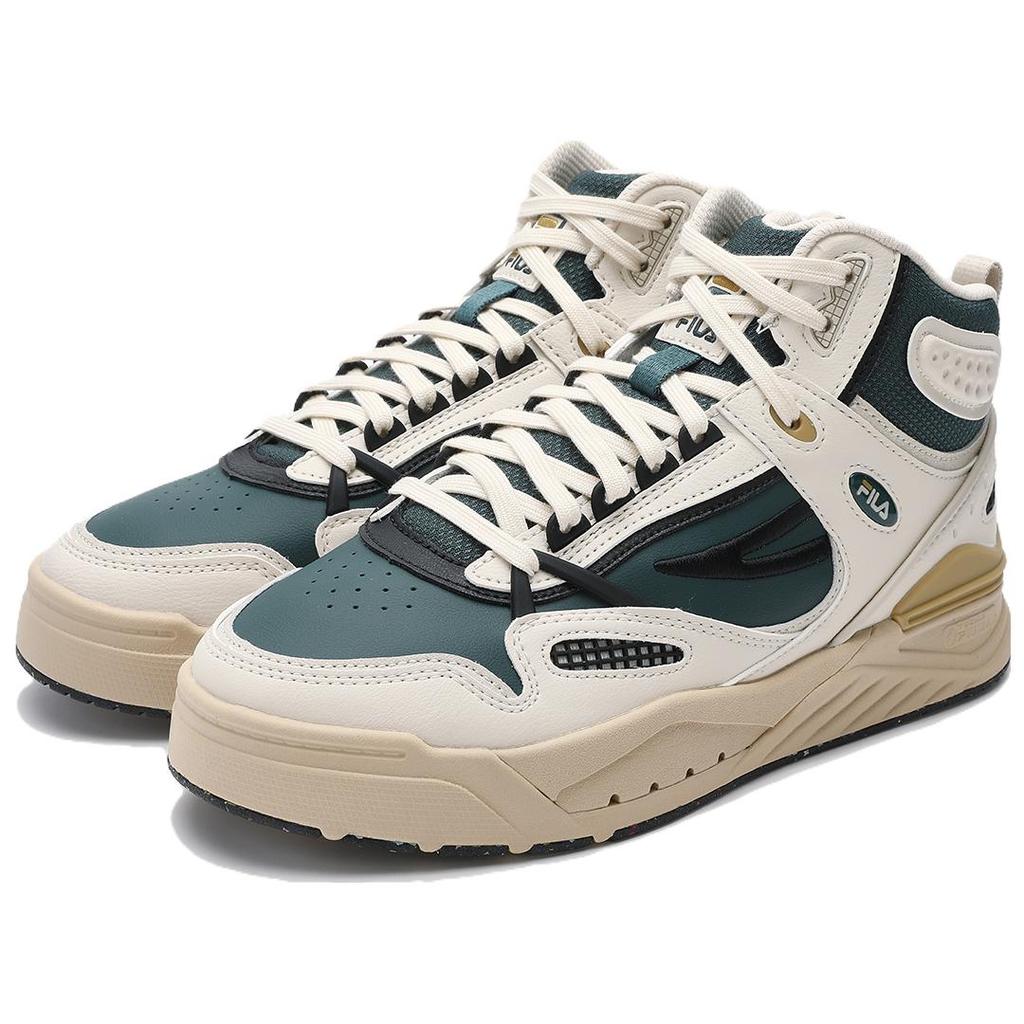 FILA Slam Mid Fabric Synthetic Leather Versatile Comfortable Mid-Top Lifestyle Casual Shoes Women Casual Shoes Green White F12W341212FBP