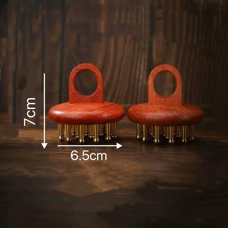 Head Meridians Massage Comb Copper Sandalwood Meridians Fine Tooth Comb Needling Guasha Scalp Massage Brush Relax Body Massager 1pcs