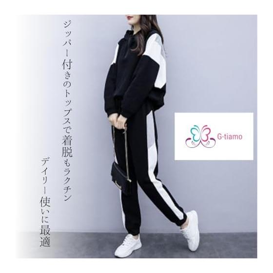 [G-tiamo] Jersey Top and Bottom Set Women's Sweat Room Wear Setup Sports Loungewear Sweatshirt Hood 01