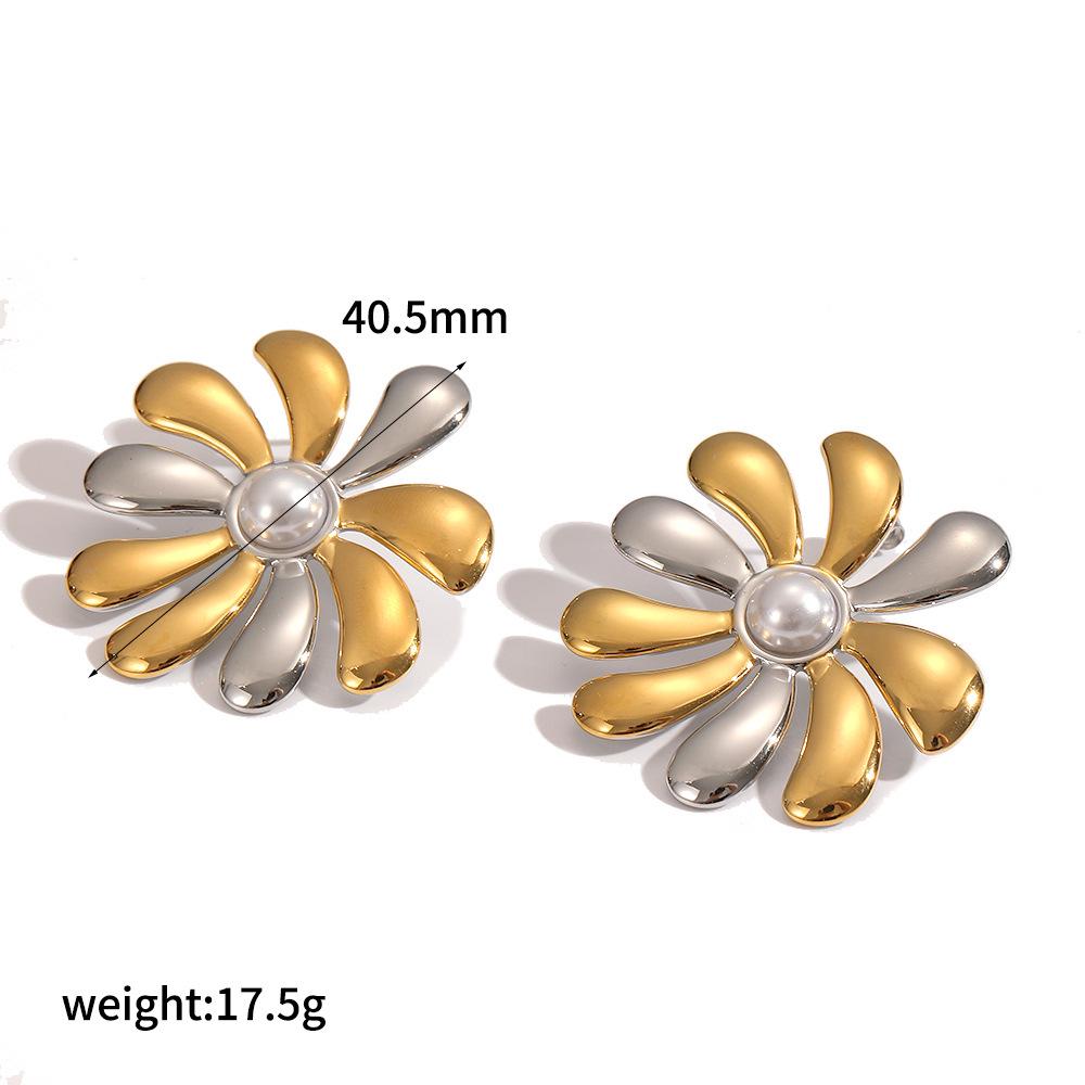 Retro Gold Stainless Steel Butterfly Flower Earrings