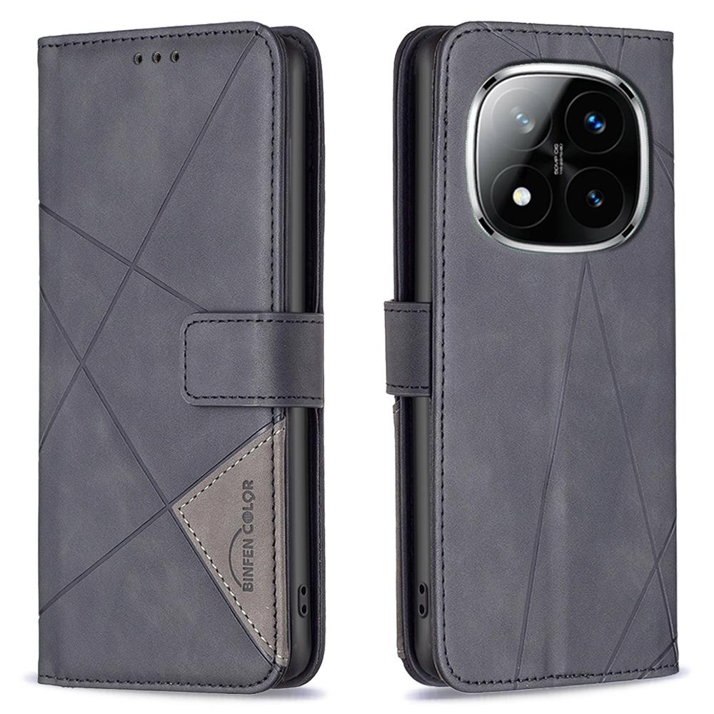 BINFEN COLOR For Xiaomi Redmi Note 14 Pro 4G Phone Cases Wallet Stand Geometry Imprinted Leather Cover
