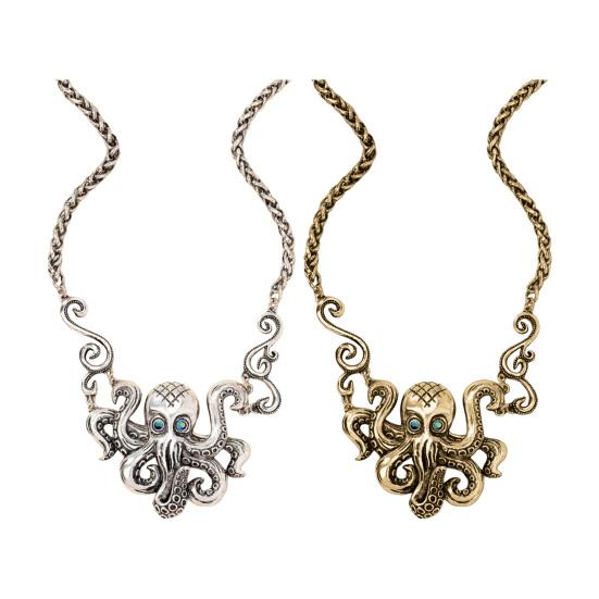 Steampunk Octopus Necklace, Victorian Goth Style Jewelry, Vintage Finish Handmade Pirate Costume Accessory, Gothic Emo Punk Necklace, Bohemian Style