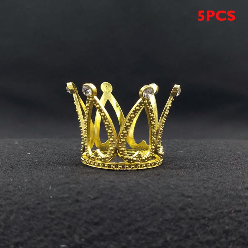 5Pcs Small Rhinestone Tiara Crown Cake Decoration Tiny Baby Crown Cake Topper For Flower Arrangements Birthday Wedding Decor