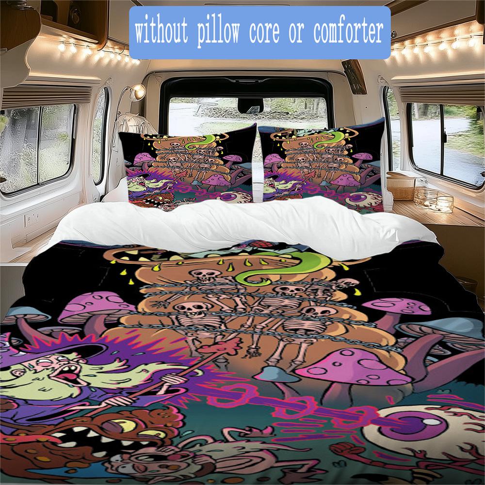 Cartoon Wizard and Monsters Pattern Bedding,Quilt Set Quilt Cover Pillowcase Home Birthday Gift (1*duvet cover+2*pillowcase,without core)SSJT0917507