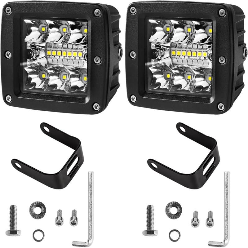 2Pcs Auto Led Light Bar 3Inch Work Light Amber White Strobe Led Pods Drl 12 24V For Jeep Tractors Boat 4X4 Truck Fog Lamp