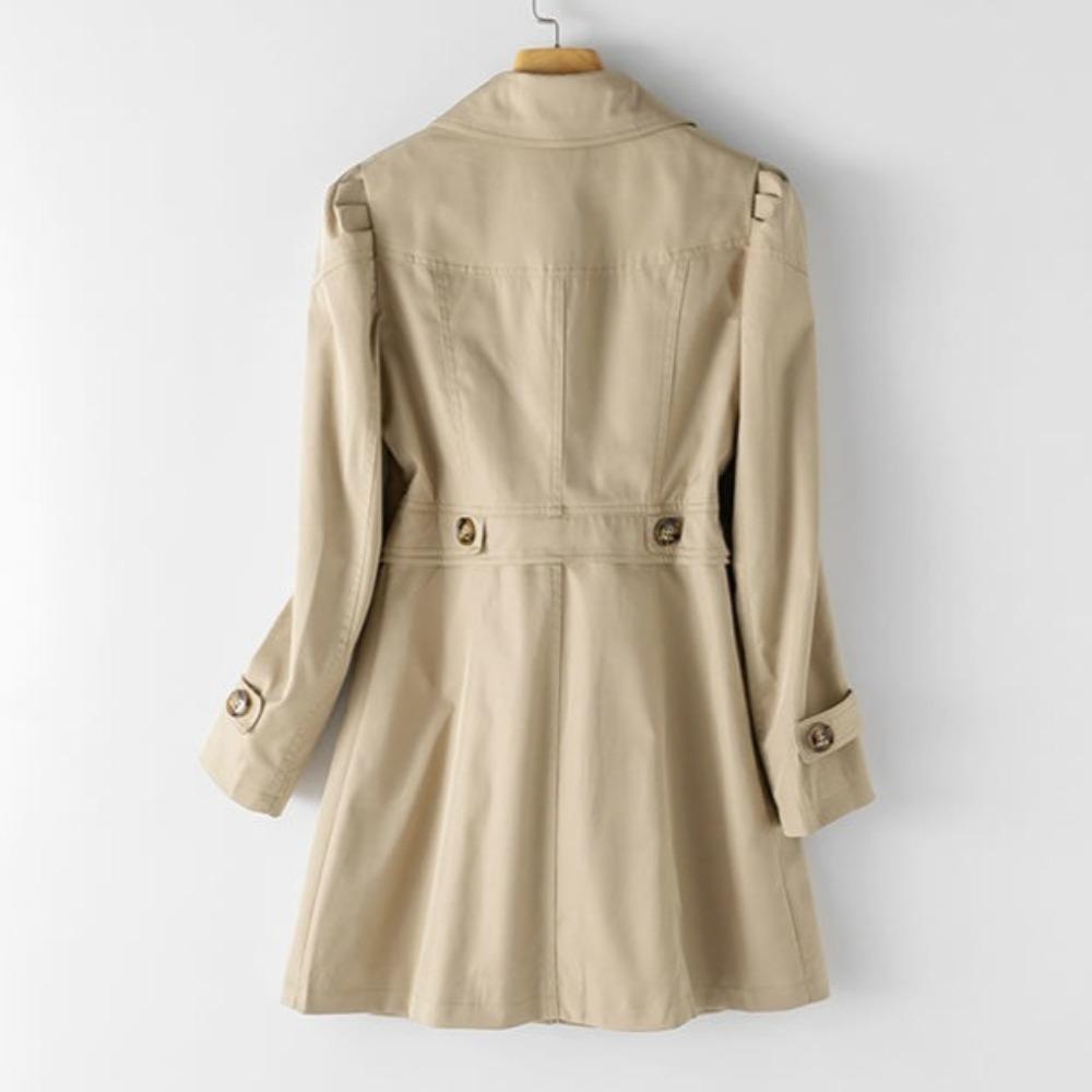 Fashion Solid Trench Coat Women Single-Breasted Khaki Black Pink Beige Windbreaker Outerwear Casual Tops