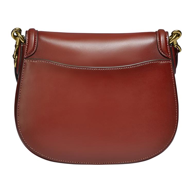 New COACH Beat Leather Saddle Bag, Shoulder Bag, Crossbody Bag Medium Women's Brown Red C0749-B4SAR