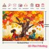 2D Herbst Lese Kinder Hintergrund, Herbstbaum Buch Szene Wandbehang