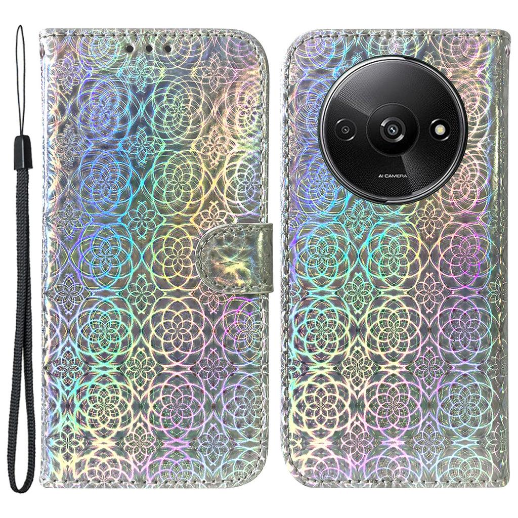 For Xiaomi Redmi A3/Poco C61 4G PU Leather Case Anti-scratch Dazzling Flower Pattern Phone Protector